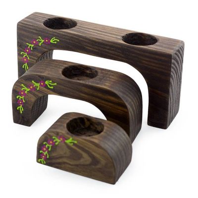 Alternate image for 3 Nesting Tea Light Holders Fuchsia Petals