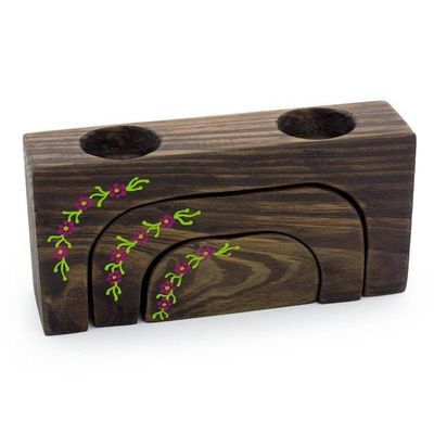 Alternate image for 3 Nesting Tea Light Holders Fuchsia Petals