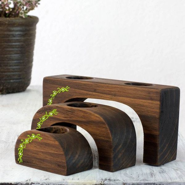 Alternate image for Nesting Tea Light Holders Set of 3 Emerald Petals