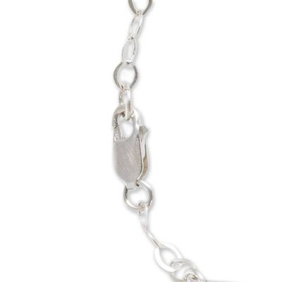 Alternate image for Sterling Silver Link Bracelet with Jade and Larimar Stones Precious Union