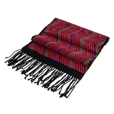 Alternate image for Guatemalan Loomed Zigzag-Patterned Red Cotton Table Runner Magical Paths