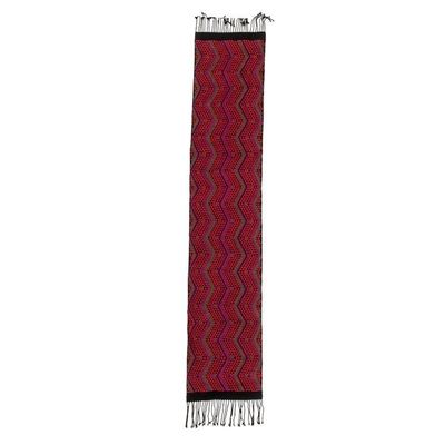 Alternate image for Guatemalan Loomed Zigzag-Patterned Red Cotton Table Runner Magical Paths