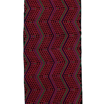 Alternate image for Guatemalan Loomed Zigzag-Patterned Red Cotton Table Runner Magical Paths