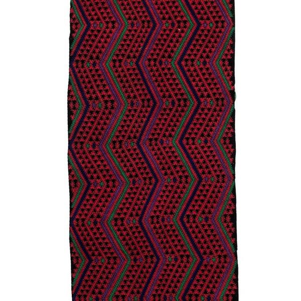 Alternate image for Guatemalan Loomed Zigzag-Patterned Red Cotton Table Runner Magical Paths
