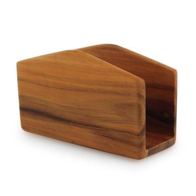 Alternate image for Hand-Carved Natural Grain-Patterned Teak Wood Napkin Holder Teak Classics