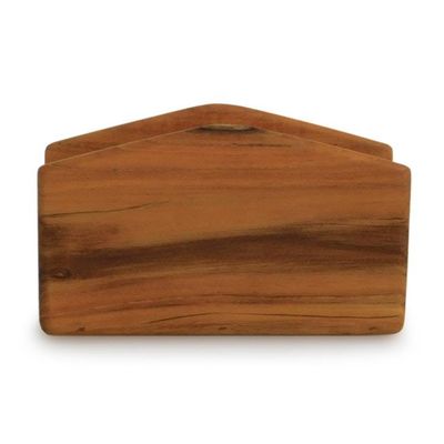 Alternate image for Hand-Carved Natural Grain-Patterned Teak Wood Napkin Holder Teak Classics