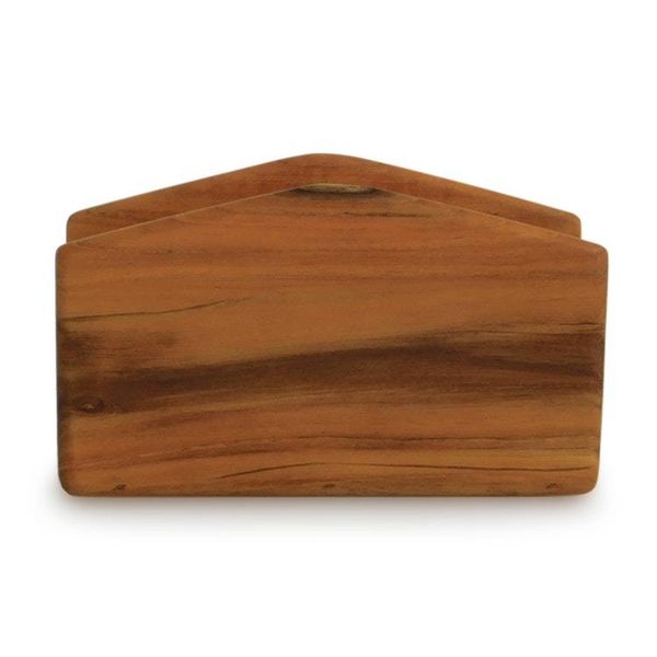 Alternate image for Hand-Carved Natural Grain-Patterned Teak Wood Napkin Holder Teak Classics