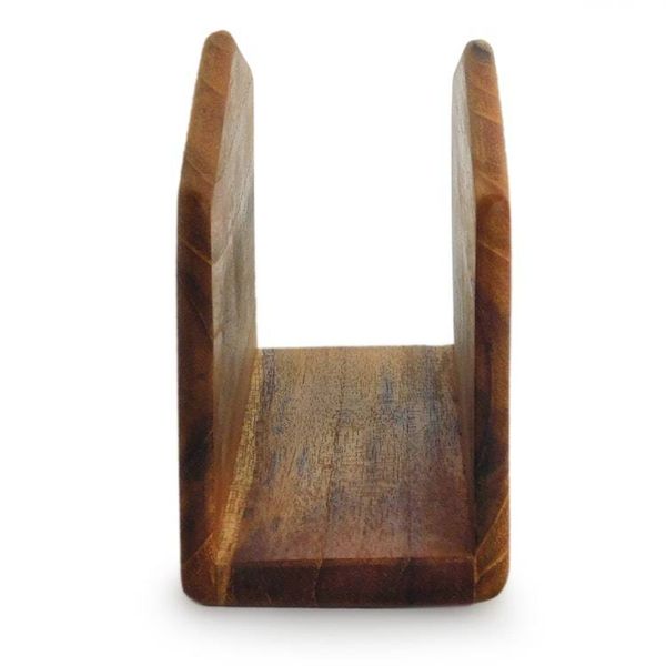 Alternate image for Hand-Carved Natural Grain-Patterned Teak Wood Napkin Holder Teak Classics