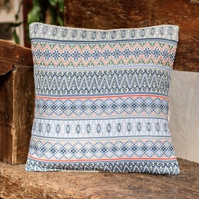 Alternate image for Handloomed Blue Cotton Cushion Cover from Guatemala Little Reef