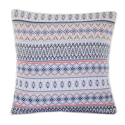 Alternate image for Handloomed Blue Cotton Cushion Cover from Guatemala Little Reef
