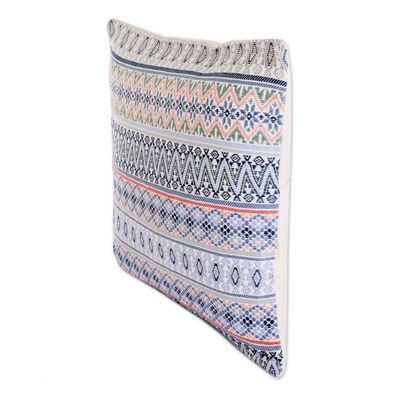 Alternate image for Handloomed Blue Cotton Cushion Cover from Guatemala Little Reef