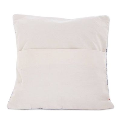 Alternate image for Handloomed Blue Cotton Cushion Cover from Guatemala Little Reef
