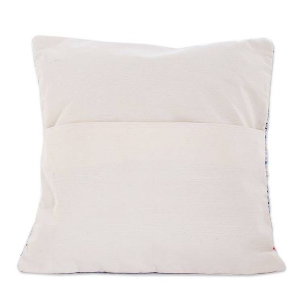 Alternate image for Handloomed Blue Cotton Cushion Cover from Guatemala Little Reef