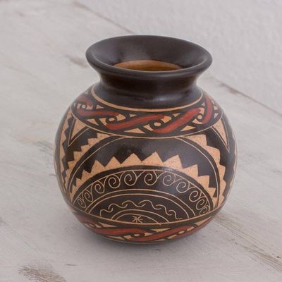 Alternate image for Handcrafted Ceramic Decorative Vase from Costa Rica Ancient Sunrise