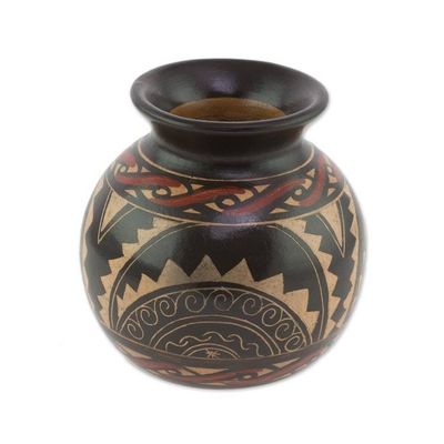Alternate image for Handcrafted Ceramic Decorative Vase from Costa Rica Ancient Sunrise