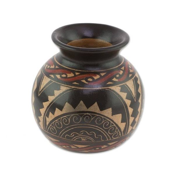 Alternate image for Handcrafted Ceramic Decorative Vase from Costa Rica Ancient Sunrise