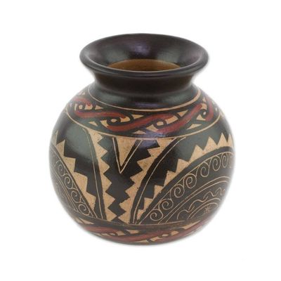 Alternate image for Handcrafted Ceramic Decorative Vase from Costa Rica Ancient Sunrise