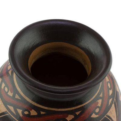 Alternate image for Handcrafted Ceramic Decorative Vase from Costa Rica Ancient Sunrise