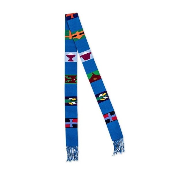 Alternate image for Hand Loomed Multicolored Table Runner Solola Totem in Cyan