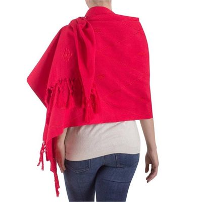 Alternate image for Artisan Crafted Womens Wool Blend Shawl Red Islands