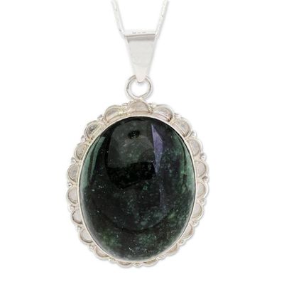 Alternate image for Central American Sterling Silver Jade Pendant Necklace Princess of the Forest
