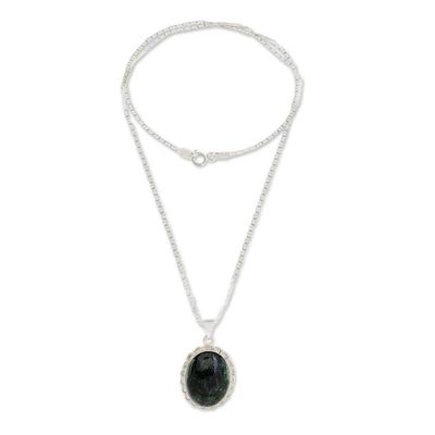 Alternate image for Central American Sterling Silver Jade Pendant Necklace Princess of the Forest