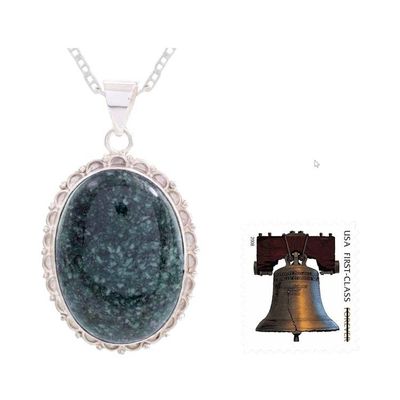 Alternate image for Central American Sterling Silver Jade Pendant Necklace Princess of the Forest