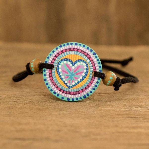 Alternate image for Handmade Wood Pendant Bracelet Love Mandala