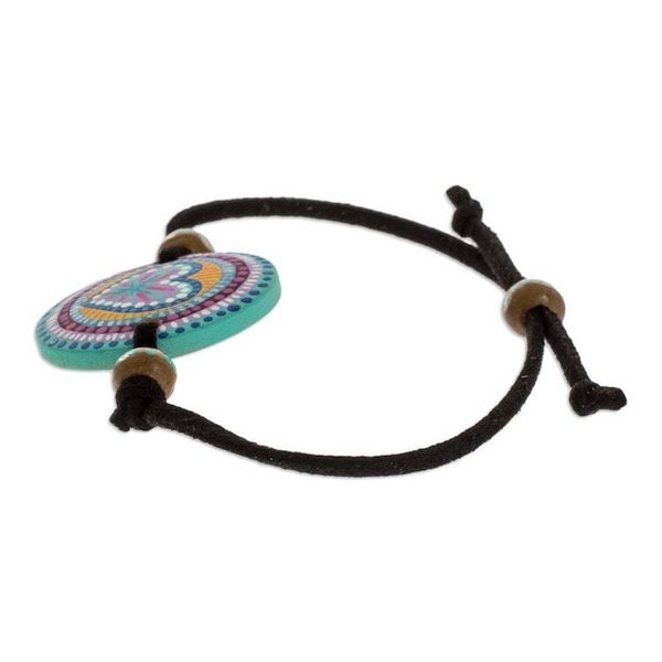 Alternate image for Handmade Wood Pendant Bracelet Love Mandala
