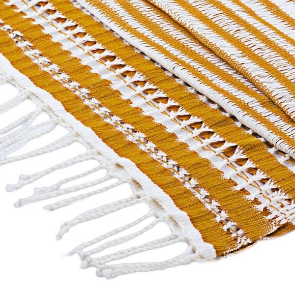 Alternate image for Hand Woven Striped Cotton Scarf in Eggshell and Amber Amber Roads Found