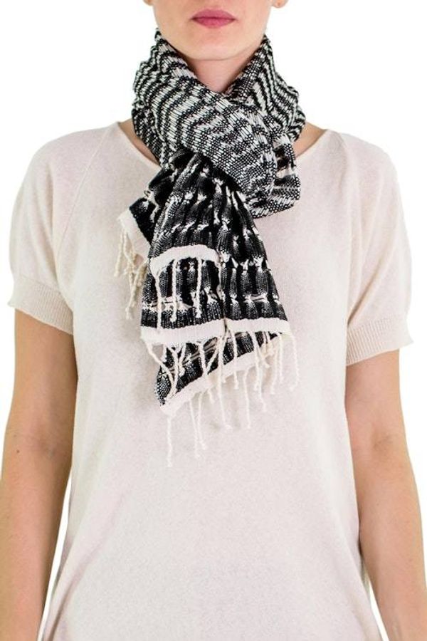 Alternate image for Artisan Designed and Crafted Cotton Scarf in Black Dark Roads Found