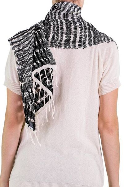 Alternate image for Artisan Designed and Crafted Cotton Scarf in Black Dark Roads Found
