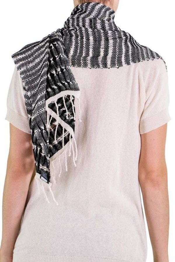 Alternate image for Artisan Designed and Crafted Cotton Scarf in Black Dark Roads Found