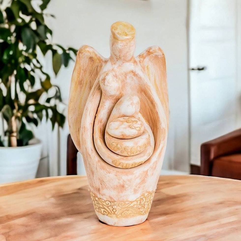 Semi-Abstract Ceramic Holy Family Sculpture 4 Pieces 'Sacred Guard'
