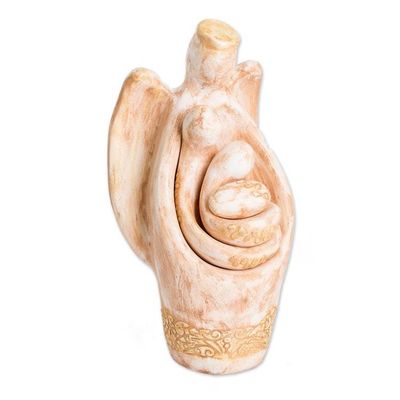 Alternate image for Semi-Abstract Ceramic Holy Family Sculpture 4 Pieces Sacred Guard