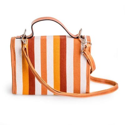 Alternate image for Autumn-Inspired Leather-Accented Brown Cotton Sling Bag Days of Fall