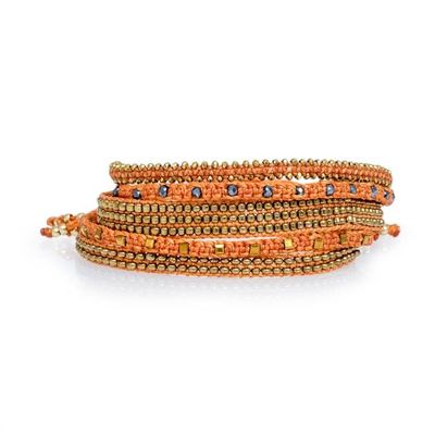 Alternate image for 5 Bohemian Macrame Beaded Wristband Bracelets in Orange Spark of Mine
