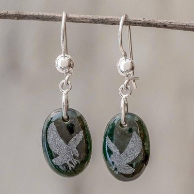 Alternate image for Sterling Silver and Jade Eagle Dangle Earrings Nature of God - Eagle