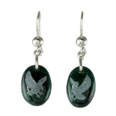Alternate image for Sterling Silver and Jade Eagle Dangle Earrings Nature of God - Eagle