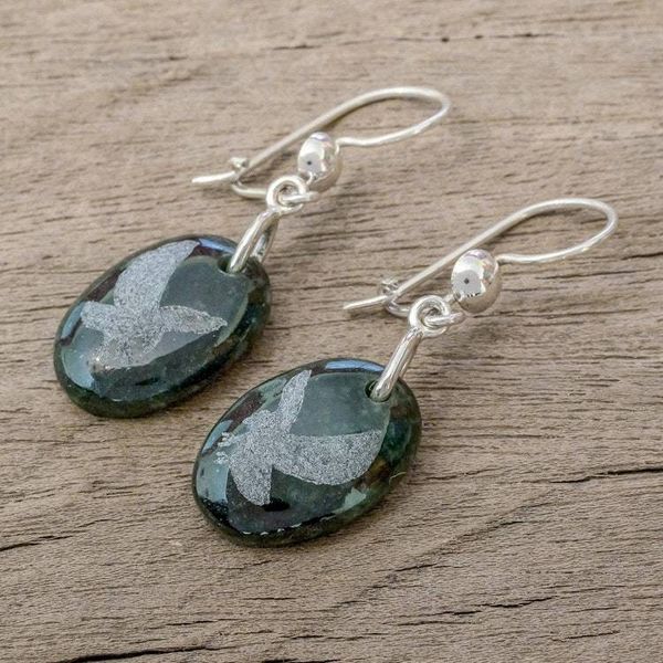 Alternate image for Sterling Silver and Jade Eagle Dangle Earrings Nature of God - Eagle