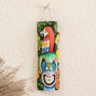Alternate image for Handmade Balsa Wood Mask with Hand-Painted Details Oneiric Macaw