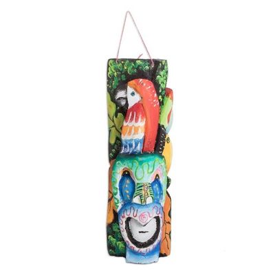 Alternate image for Handmade Balsa Wood Mask with Hand-Painted Details Oneiric Macaw
