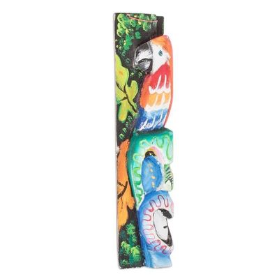 Alternate image for Handmade Balsa Wood Mask with Hand-Painted Details Oneiric Macaw
