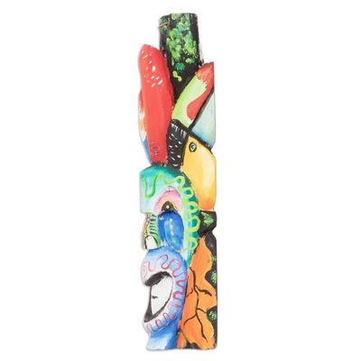 Alternate image for Handmade Balsa Wood Mask with Hand-Painted Details Oneiric Macaw