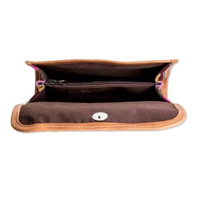 Alternate image for Classic Multicolor Leather-Accented 100 Cotton Sling Bag Nights of the Tropic