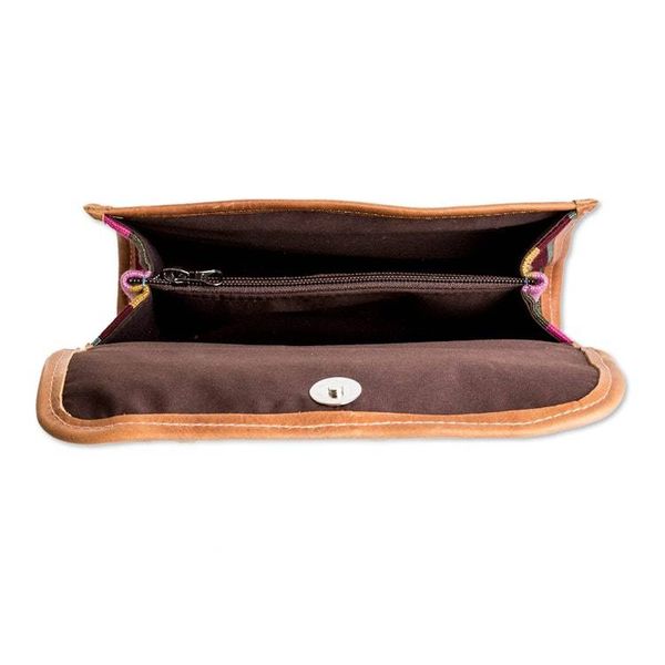 Alternate image for Classic Multicolor Leather-Accented 100 Cotton Sling Bag Nights of the Tropic