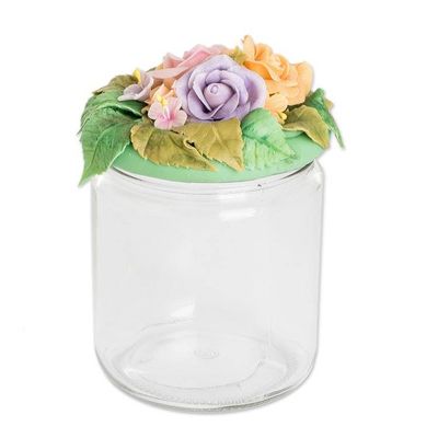 Alternate image for Hand-Painted Papier Mache Floral and Leaf Decorative Jar Among Flowers