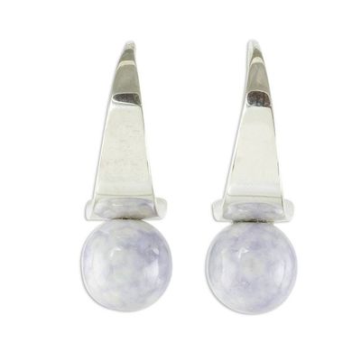 Alternate image for Pale Lilac Jade and Sterling Silver Earrings Modern Mystic in Lilac