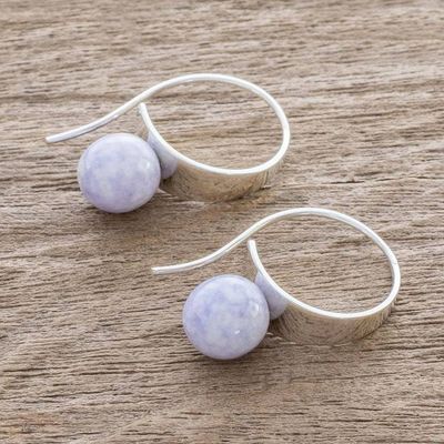 Alternate image for Pale Lilac Jade and Sterling Silver Earrings Modern Mystic in Lilac