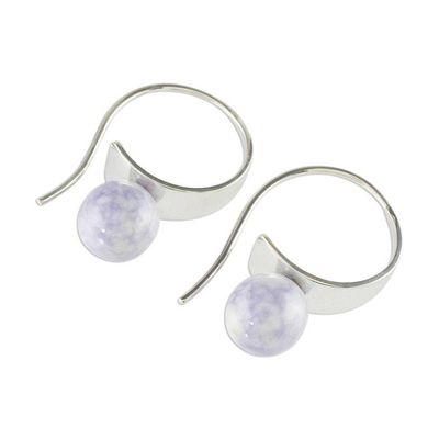 Alternate image for Pale Lilac Jade and Sterling Silver Earrings Modern Mystic in Lilac